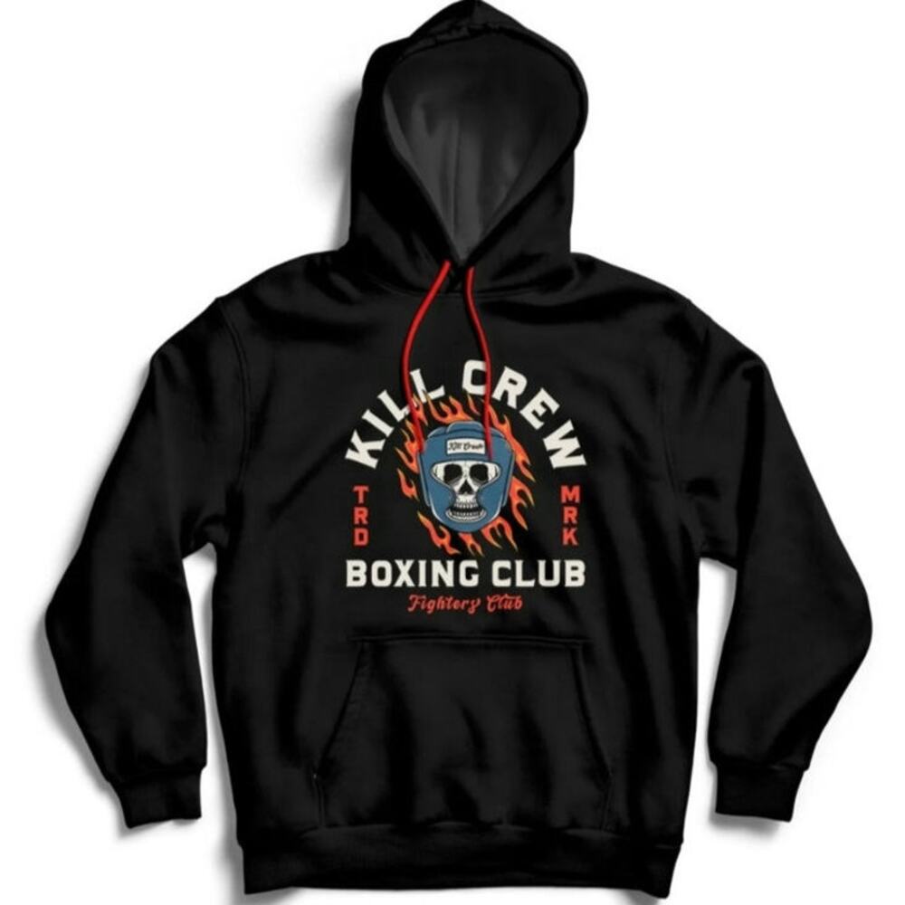 KILL CREW BOXING CLUB - BOXING FLAME HOODIE - Mens BLACK‎ SIZE MEDIUM (unisex)